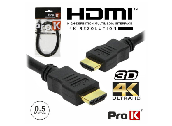 ProK Cabo HDMI Dourado Macho / Macho 2.0 4K Preto 0.5m ProK Cabo HDMI Dourado Macho / Macho 2.0 4K Preto 0.5m